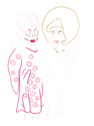 clough - cloudskatya zamolodchikova and trixie mattel line art