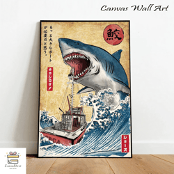 japanese jaws art canvas, canvas wall art, rolled canvas print, canvas wall print, movie canvas