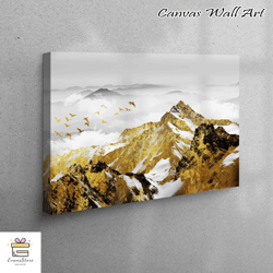 landscape canvas canvas, golden mountains canvas canvas, scandinavian artwork, room decor art canvas, view canvas art, p