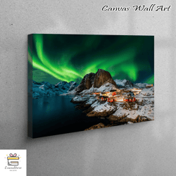 large canvas, canvas, wall art canvas, northern lights landscape, nature landscape wall art, norway printed, northern li