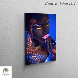 large wall art, canvas decor, large canvas, african girl art, colorful art canvas, shimmery canvas canvas, african canva