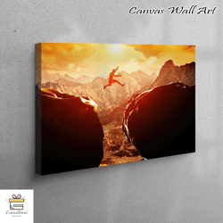 large wall art, wall art, canvas art, abstract wall art, success artwork, boulder jump 3d canvas, motivational 3d canvas