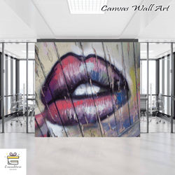 lip graffiti wall decor, abstract lip wall decor, lip street wall decor, contemporary mural, abstract mural, lip mural,