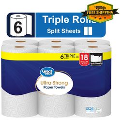ultra strong paper towels, white, 6 triple rolls - n1114