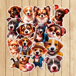 cute dogs clipart bundle, puppies graphics, puppy stickers, dog breeds, cute baby animals, inspirational svg.