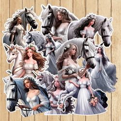 girl and horse ,equineelegance, girls stickers ,journal stickers, scrapbook stickers, svg