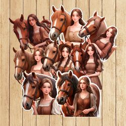 girl and horse, horse whisperers, girls stickers ,journal stickers, scrapbook stickers ,svg