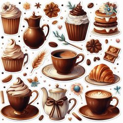 a lot of coffee stickers pack, journaling,planner, journal,diary stickers, coffee stickers