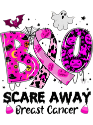 boo scare away breast cancer funny ghost halloween costume,png, png for shirt, png files for sublimation, digital downld