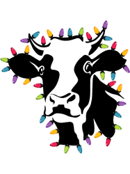 Christmas Cow Wrapped In Colored String Lights,png, Png For Shirt, Png Files For Sublimation, Digital Download