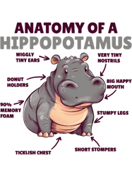 Cute Hippo Explanation Anatomy Of A Hippopotamus,Png, Png For Shirt, Png Files For Sublimation, Digital Download