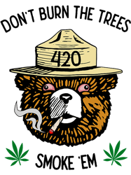 funny 420 smokey the bear 2dont burn the trees smoke em,png, png for shirt, png files for sublimation, digital download