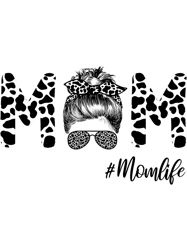 funny mom life cow messy bun hair bandana glasses heifer mom 21,png, png for shirt, png files for sublimation, digital d