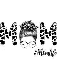 funny mom life cow messy bun hair bandana glasses heifer mom,png, png for shirt, png files for sublimation, digital down