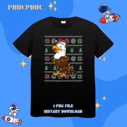 eagle wearing santa hat xmas light eagle lover christmaspng, png for shirt, png files for sublimation, digital downloadr