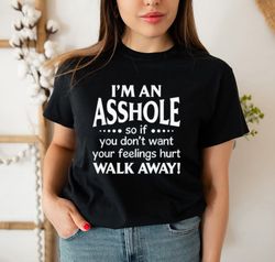 i'm an asshole shirt, if you don't want your feelings hurt t-shirt, funny saying tshirt, trendy statement tee