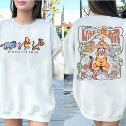 retro winnie the pooh and friends sweatshirt, disney pooh bear 2 side shirt, disney winnie the pooh shirt, disneyland cl