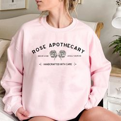 rose apothecary sweatshirt, schitt creek sweater, rosebud motel gifts, ew david tee, handcrafted with care shirt, moira