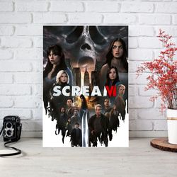 movie 5 scream vintage poster, movie scream poster, vintage retro art print, movie poster for gift