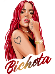 karol g with red hair , baby karol g, karol g bichota and heart tattoo, karol g red bare wire heart,