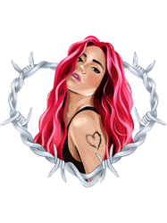 new look karol g with red hair in the wire heart with bichota word classic