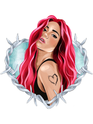 new look karol g with red hair in the wire heart with bichota word classic(1)