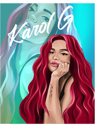 rectangle karol g with red hair illustration