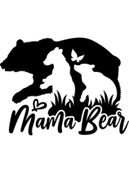 mama bear, floral mama bear, bear and cub