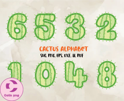 cactus alphabet numbers letters font svg, modern font, fonts for cricut, beauty font, font for t-shirts 08