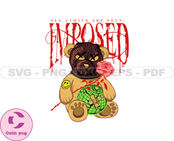 Teddy Bear Holding A Rose  Stretwear, Teddy Bear Tshirt Design, Streetwear Teddy Bear PNG, Urban, DTG, DTF 11