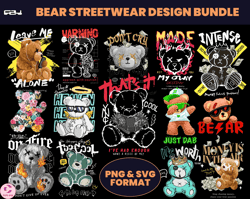 tshirt designs bundle, bear street wear design bundle, teddy bear design, urban tshirts, hip hop tshirt, dtf, dtg 13