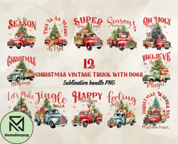 12 Christmas Vintage Truck With Dogs Png, Christian Christmas Svg, Christmas Design, Christmas Shirt, Christmas 75