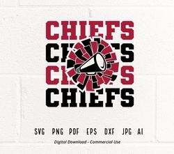 chiefs cheer svg png, chiefs mascot svg, stacked chiefs svg, chiefs shirt, school spirit svg, cheer megaphone, chiefs po