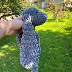 handmade crochet bunny lovey - soft snuggler toy for baby - diy easter gift