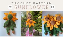 sunflower crochet snuggler pattern. lovely amigurumi pattern. newborn crochet pattern. crochet sunflower blanket.