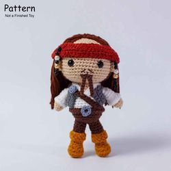 captain jack sparrow pirates of carribean crochet amigurumi pattern