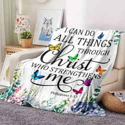 bible verse pattern blanket, flannel fabric soft & warm blanket for living room & bedroom