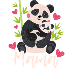 womens cute mama panda with baby panda