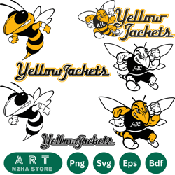 aic yellow jackets svg dxf eps png, bundle ncaa svg, for cricut, silhouette, digital, file cut