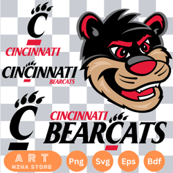 cincinnati bearcats svg, cincinnati bearcats clipart, cincinnati bearcats cricut, n c aa team, logo bundle,