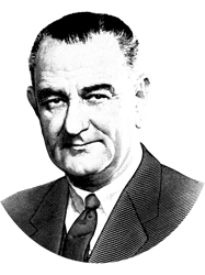 president lyndon johnson graphicblack and white