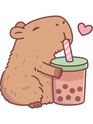 Cute Capybara Loves Bubble Tea