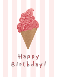 happy birthday ! strawberry ice cream greeting card