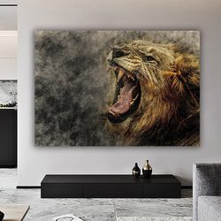 lion abstract canvas, canvas wall art, lion abstract pop art wall, print of colorful lion, pop art canvas, wall decor ca