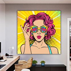 personalized pop art canvas painting, comic pop art canvas print, writable pop art canvas decor-1