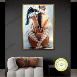 female body cello painting, love of music art, woman canvas print, artwork, artprint, framed canvas ready to hang