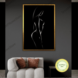 sexy female sensual body artwork, nude women canvas print, erotic artprint, framed canvas ready to hang