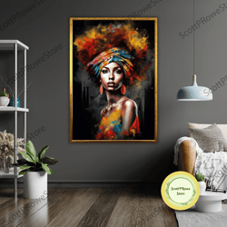african woman art canvas, ethnic wall decor, afrocentric art print, home decoration, cultural gift