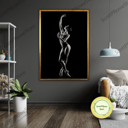 art canvas with ballerina, dancing ballerina wall print, ballet art poster, dance studio decoration, gift for ballet fan