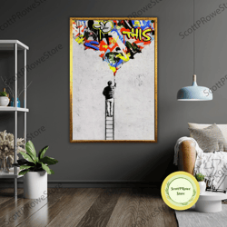 graffiti art canvas, street art painting, urban wall decor, spray painted canvas, modern artwork